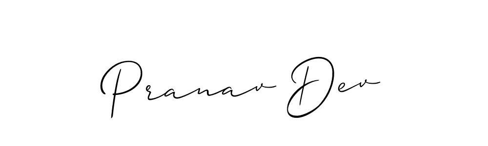 Create a beautiful signature design for name Pranav Dev. With this signature (Allison_Script) fonts, you can make a handwritten signature for free. Pranav Dev signature style 2 images and pictures png
