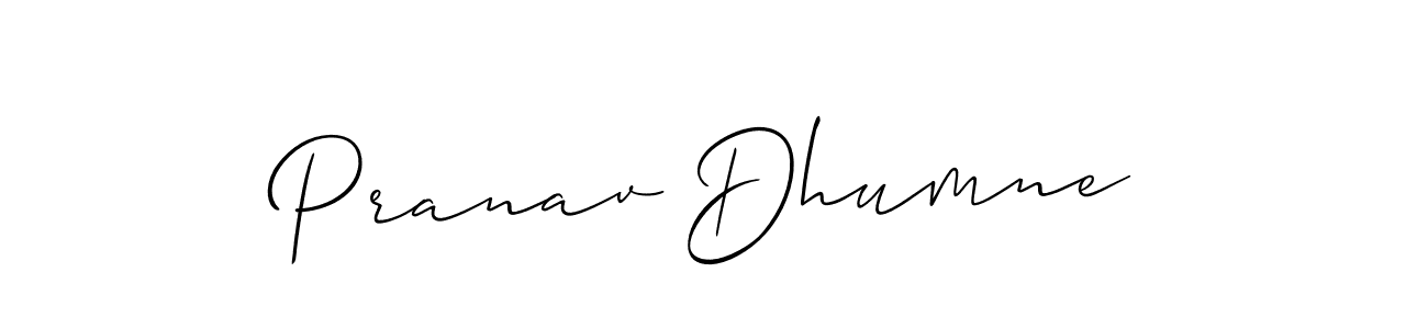 Make a short Pranav Dhumne signature style. Manage your documents anywhere anytime using Allison_Script. Create and add eSignatures, submit forms, share and send files easily. Pranav Dhumne signature style 2 images and pictures png