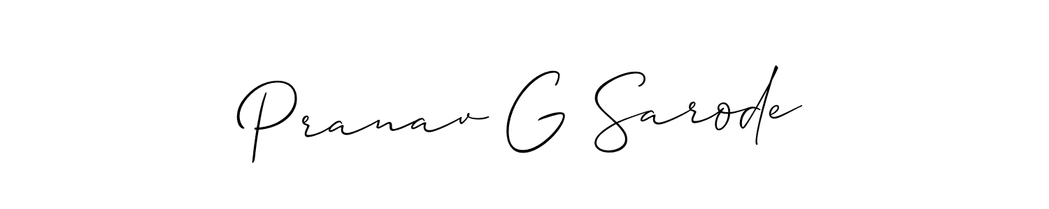 How to make Pranav G Sarode signature? Allison_Script is a professional autograph style. Create handwritten signature for Pranav G Sarode name. Pranav G Sarode signature style 2 images and pictures png