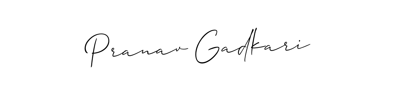 Pranav Gadkari stylish signature style. Best Handwritten Sign (Allison_Script) for my name. Handwritten Signature Collection Ideas for my name Pranav Gadkari. Pranav Gadkari signature style 2 images and pictures png