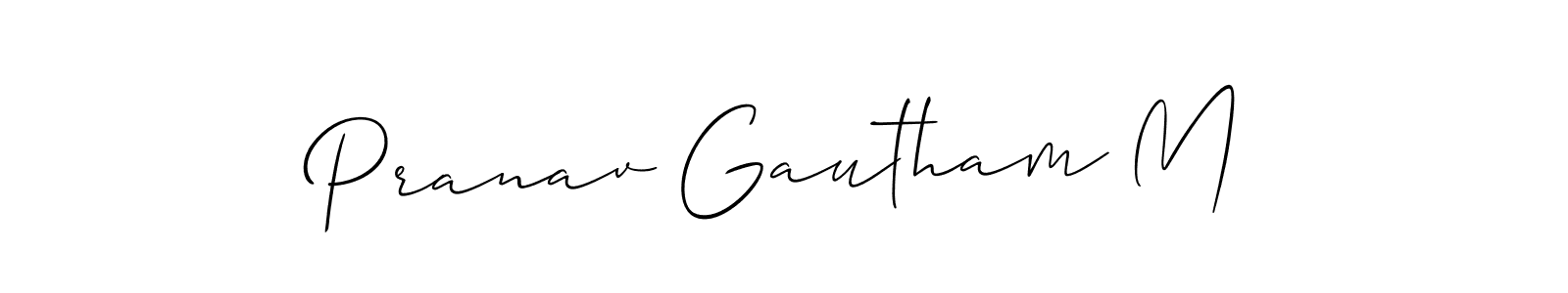 Create a beautiful signature design for name Pranav Gautham M. With this signature (Allison_Script) fonts, you can make a handwritten signature for free. Pranav Gautham M signature style 2 images and pictures png