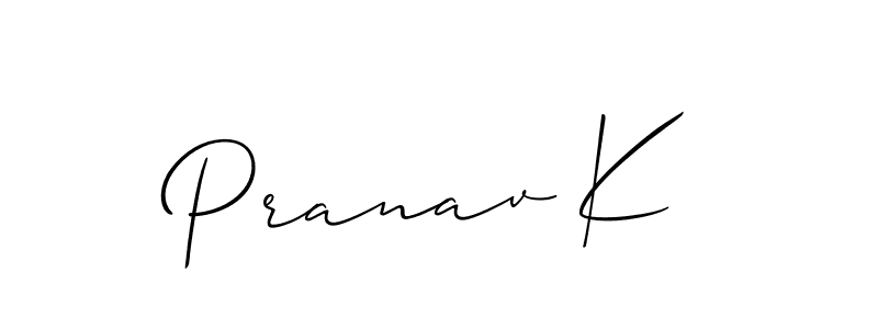 Also You can easily find your signature by using the search form. We will create Pranav K name handwritten signature images for you free of cost using Allison_Script sign style. Pranav K signature style 2 images and pictures png