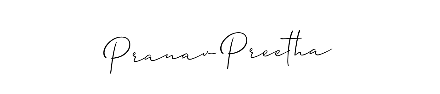You should practise on your own different ways (Allison_Script) to write your name (Pranav Preetha) in signature. don't let someone else do it for you. Pranav Preetha signature style 2 images and pictures png