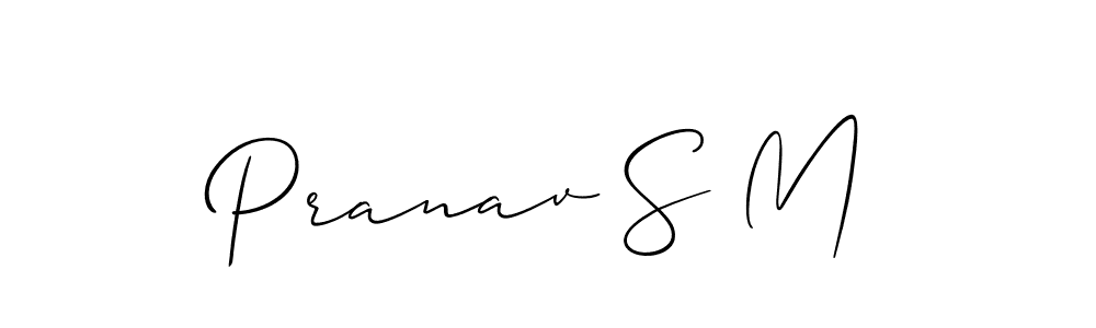 How to make Pranav S M name signature. Use Allison_Script style for creating short signs online. This is the latest handwritten sign. Pranav S M signature style 2 images and pictures png
