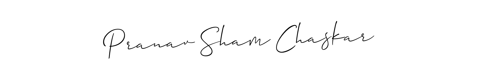 Pranav Sham Chaskar stylish signature style. Best Handwritten Sign (Allison_Script) for my name. Handwritten Signature Collection Ideas for my name Pranav Sham Chaskar. Pranav Sham Chaskar signature style 2 images and pictures png