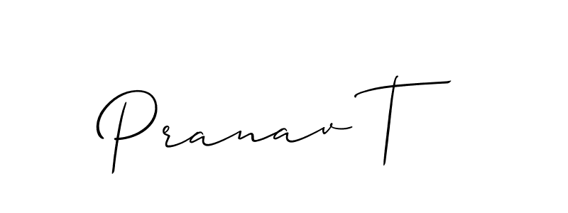 You should practise on your own different ways (Allison_Script) to write your name (Pranav T) in signature. don't let someone else do it for you. Pranav T signature style 2 images and pictures png