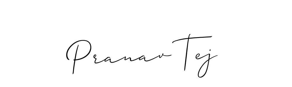 The best way (Allison_Script) to make a short signature is to pick only two or three words in your name. The name Pranav Tej include a total of six letters. For converting this name. Pranav Tej signature style 2 images and pictures png