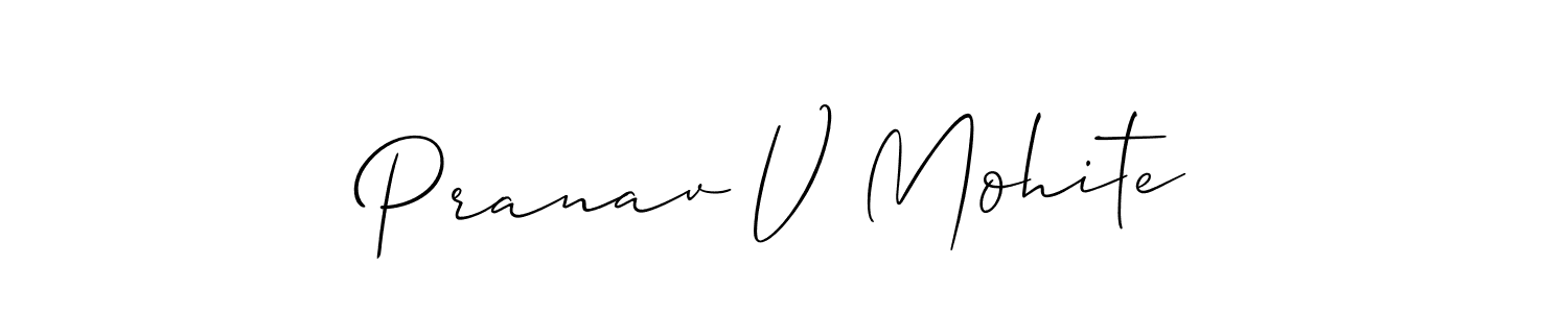 How to make Pranav V Mohite name signature. Use Allison_Script style for creating short signs online. This is the latest handwritten sign. Pranav V Mohite signature style 2 images and pictures png