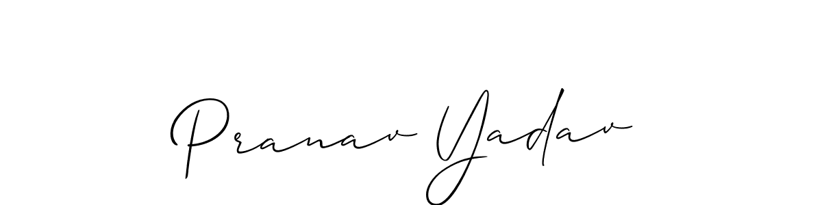 Pranav Yadav stylish signature style. Best Handwritten Sign (Allison_Script) for my name. Handwritten Signature Collection Ideas for my name Pranav Yadav. Pranav Yadav signature style 2 images and pictures png