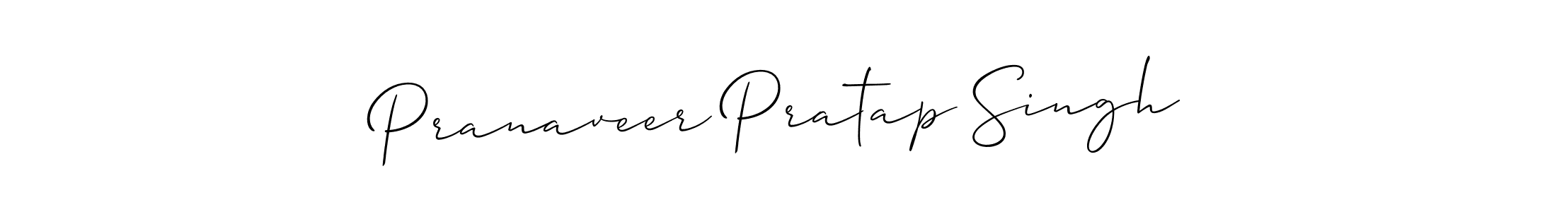 How to make Pranaveer Pratap Singh name signature. Use Allison_Script style for creating short signs online. This is the latest handwritten sign. Pranaveer Pratap Singh signature style 2 images and pictures png