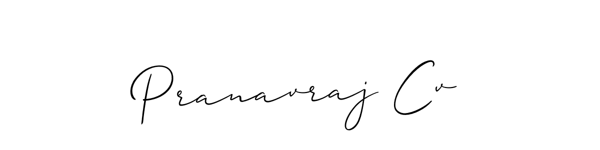 Create a beautiful signature design for name Pranavraj Cv. With this signature (Allison_Script) fonts, you can make a handwritten signature for free. Pranavraj Cv signature style 2 images and pictures png