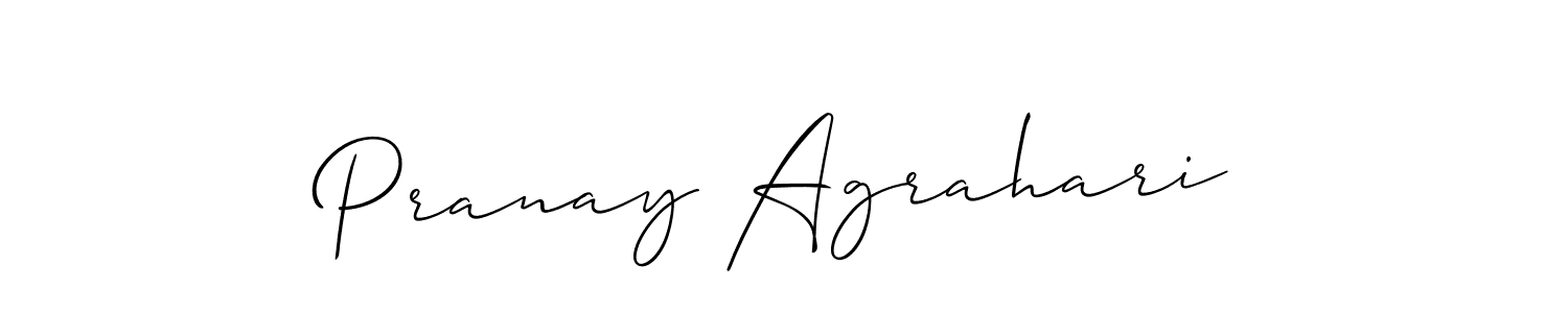 Create a beautiful signature design for name Pranay Agrahari. With this signature (Allison_Script) fonts, you can make a handwritten signature for free. Pranay Agrahari signature style 2 images and pictures png