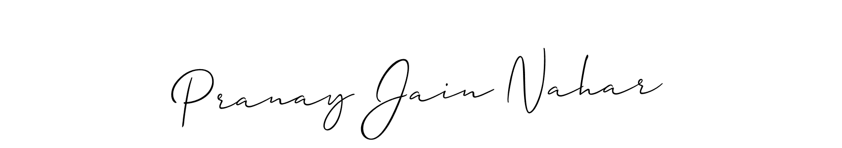 Make a short Pranay Jain Nahar signature style. Manage your documents anywhere anytime using Allison_Script. Create and add eSignatures, submit forms, share and send files easily. Pranay Jain Nahar signature style 2 images and pictures png