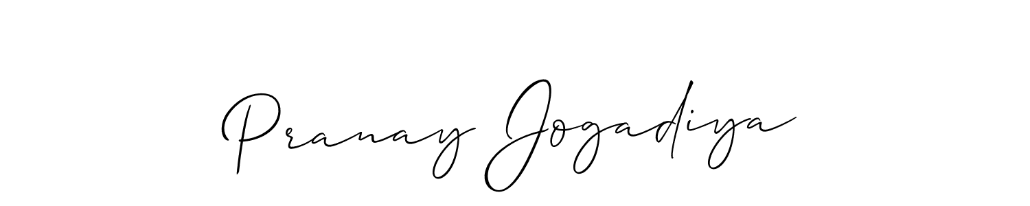 You should practise on your own different ways (Allison_Script) to write your name (Pranay Jogadiya) in signature. don't let someone else do it for you. Pranay Jogadiya signature style 2 images and pictures png