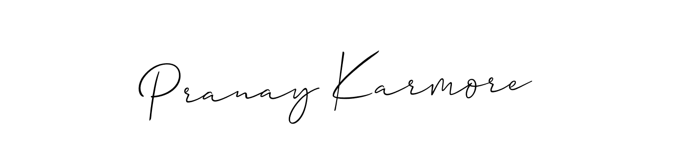 How to make Pranay Karmore name signature. Use Allison_Script style for creating short signs online. This is the latest handwritten sign. Pranay Karmore signature style 2 images and pictures png