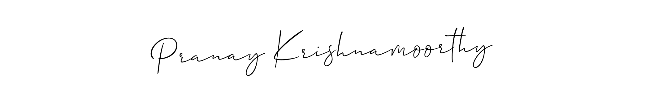It looks lik you need a new signature style for name Pranay Krishnamoorthy. Design unique handwritten (Allison_Script) signature with our free signature maker in just a few clicks. Pranay Krishnamoorthy signature style 2 images and pictures png