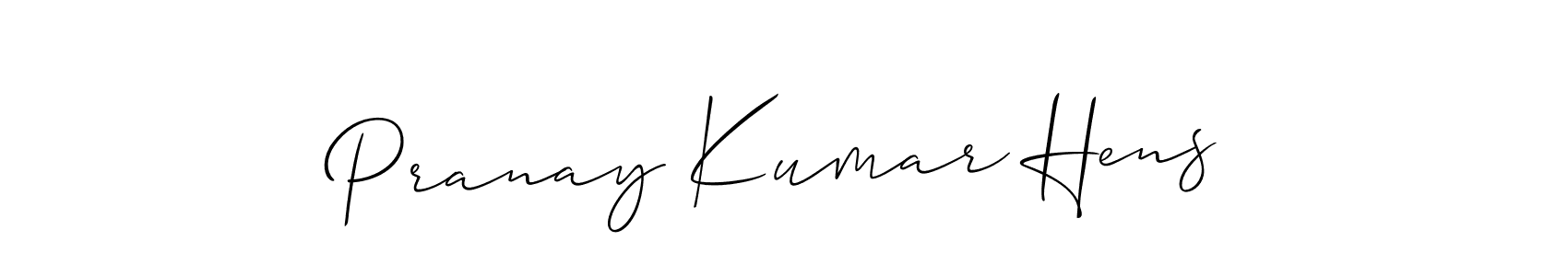 Make a beautiful signature design for name Pranay Kumar Hens. With this signature (Allison_Script) style, you can create a handwritten signature for free. Pranay Kumar Hens signature style 2 images and pictures png