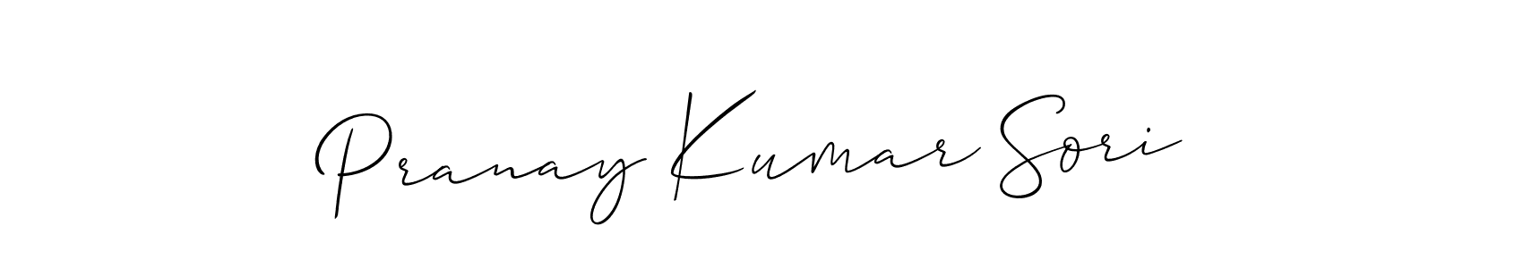 Make a beautiful signature design for name Pranay Kumar Sori. With this signature (Allison_Script) style, you can create a handwritten signature for free. Pranay Kumar Sori signature style 2 images and pictures png