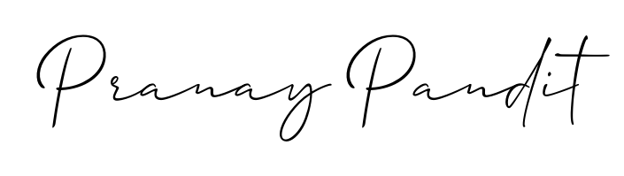 Designed for modern professionals: Pranay Pandit name signature crafted with Allison_Script script. Ready for digital PDF workflows. Pranay Pandit signature style 2 images and pictures png