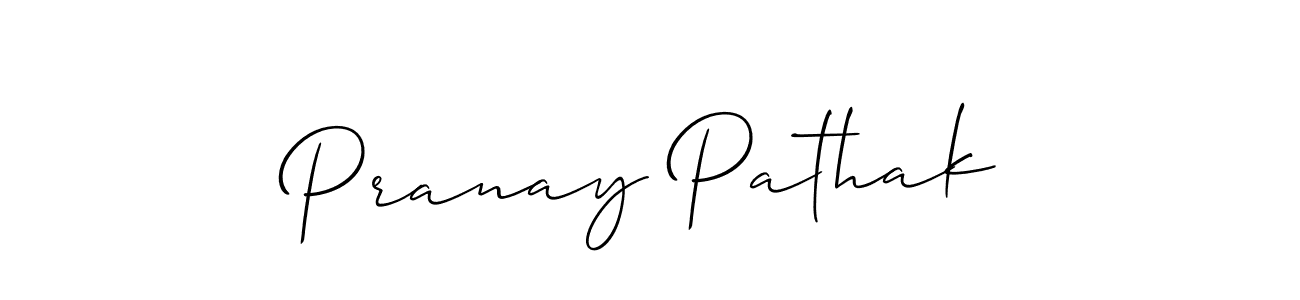 How to make Pranay Pathak name signature. Use Allison_Script style for creating short signs online. This is the latest handwritten sign. Pranay Pathak signature style 2 images and pictures png