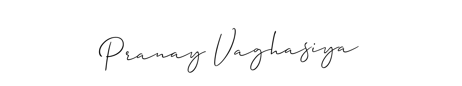 Also we have Pranay Vaghasiya name is the best signature style. Create professional handwritten signature collection using Allison_Script autograph style. Pranay Vaghasiya signature style 2 images and pictures png
