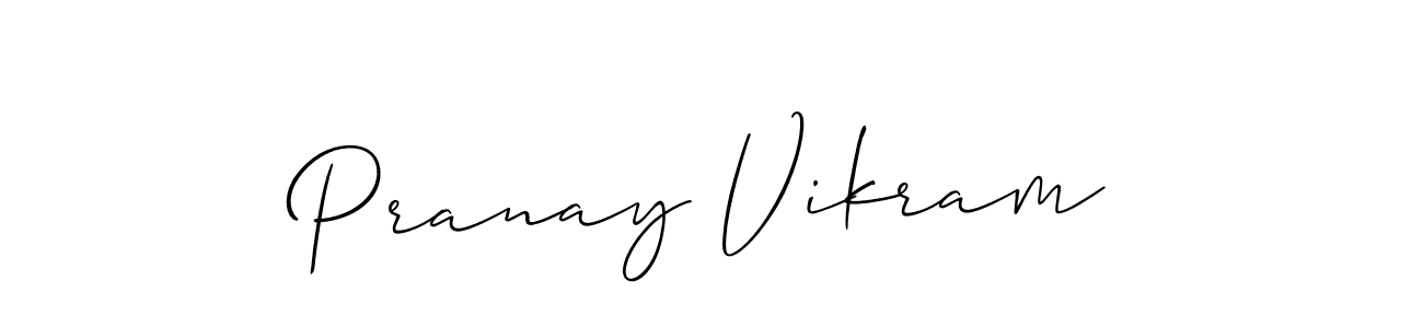 Also we have Pranay Vikram name is the best signature style. Create professional handwritten signature collection using Allison_Script autograph style. Pranay Vikram signature style 2 images and pictures png