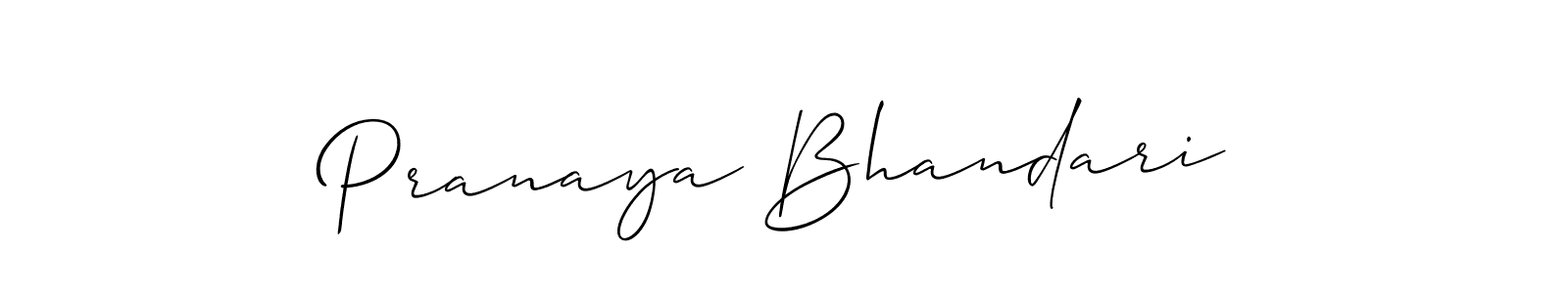 Use a signature maker to create a handwritten signature online. With this signature software, you can design (Allison_Script) your own signature for name Pranaya Bhandari. Pranaya Bhandari signature style 2 images and pictures png