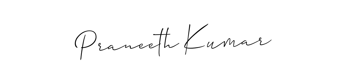 Also we have Praneeth Kumar name is the best signature style. Create professional handwritten signature collection using Allison_Script autograph style. Praneeth Kumar signature style 2 images and pictures png