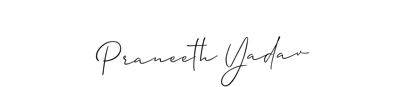 It looks lik you need a new signature style for name Praneeth Yadav. Design unique handwritten (Allison_Script) signature with our free signature maker in just a few clicks. Praneeth Yadav signature style 2 images and pictures png