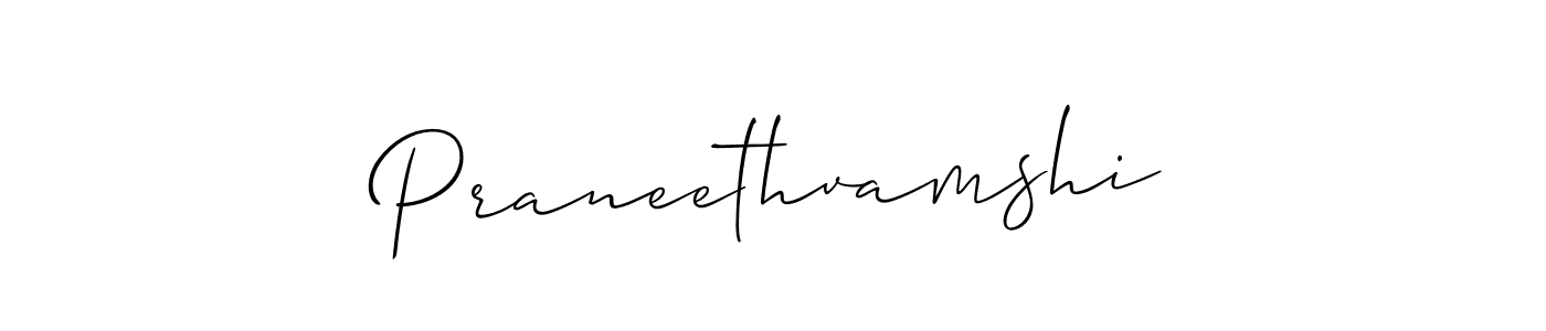 Make a beautiful signature design for name Praneethvamshi. With this signature (Allison_Script) style, you can create a handwritten signature for free. Praneethvamshi signature style 2 images and pictures png