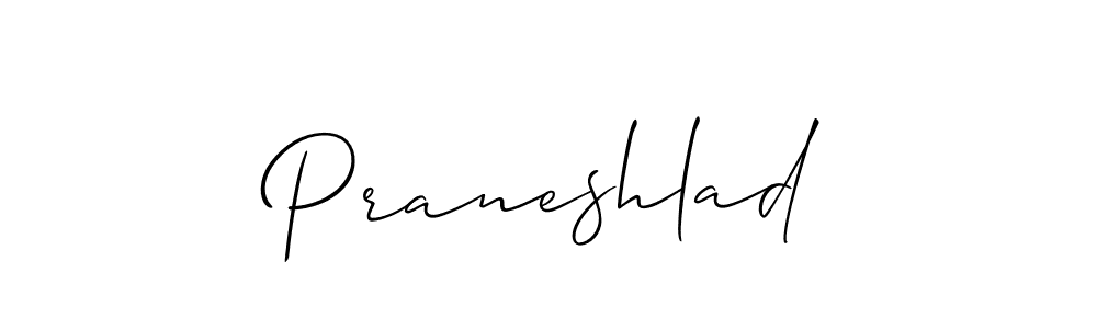 Use a signature maker to create a handwritten signature online. With this signature software, you can design (Allison_Script) your own signature for name Praneshlad. Praneshlad signature style 2 images and pictures png