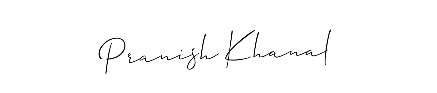 How to make Pranish Khanal signature? Allison_Script is a professional autograph style. Create handwritten signature for Pranish Khanal name. Pranish Khanal signature style 2 images and pictures png