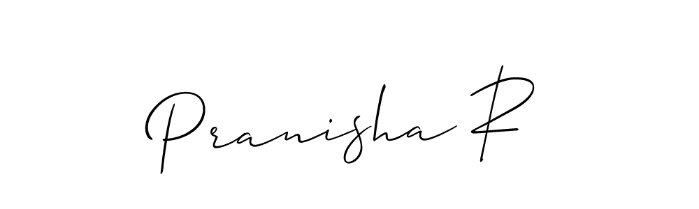 Also we have Pranisha R name is the best signature style. Create professional handwritten signature collection using Allison_Script autograph style. Pranisha R signature style 2 images and pictures png