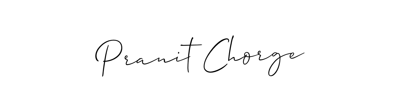 The best way (Allison_Script) to make a short signature is to pick only two or three words in your name. The name Pranit Chorge include a total of six letters. For converting this name. Pranit Chorge signature style 2 images and pictures png