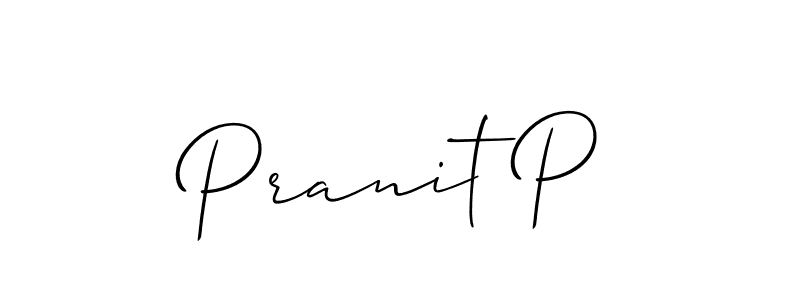 Make a beautiful signature design for name Pranit P. With this signature (Allison_Script) style, you can create a handwritten signature for free. Pranit P signature style 2 images and pictures png