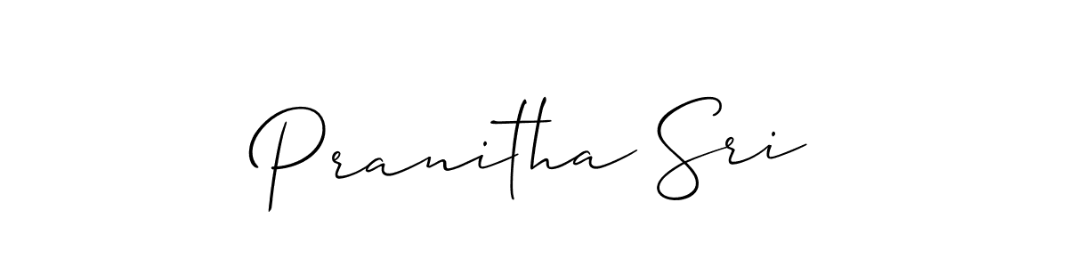 The best way (Allison_Script) to make a short signature is to pick only two or three words in your name. The name Pranitha Sri include a total of six letters. For converting this name. Pranitha Sri signature style 2 images and pictures png