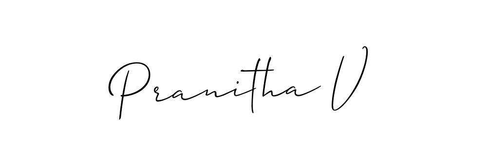 This is the best signature style for the Pranitha V name. Also you like these signature font (Allison_Script). Mix name signature. Pranitha V signature style 2 images and pictures png
