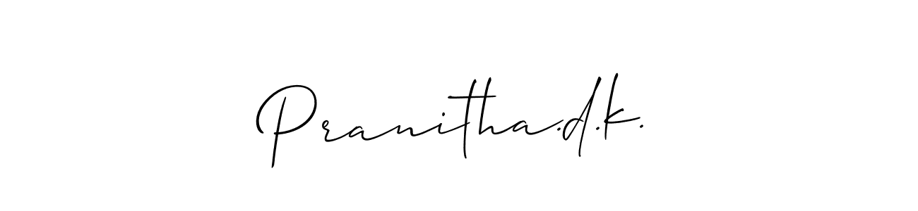 Design your own signature with our free online signature maker. With this signature software, you can create a handwritten (Allison_Script) signature for name Pranitha.d.k.. Pranitha.d.k. signature style 2 images and pictures png