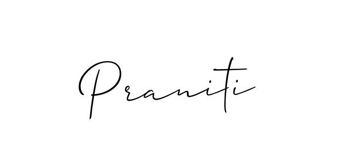 Design your own signature with our free online signature maker. With this signature software, you can create a handwritten (Allison_Script) signature for name Praniti. Praniti signature style 2 images and pictures png