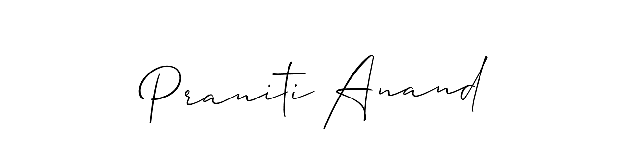 Make a short Praniti Anand signature style. Manage your documents anywhere anytime using Allison_Script. Create and add eSignatures, submit forms, share and send files easily. Praniti Anand signature style 2 images and pictures png