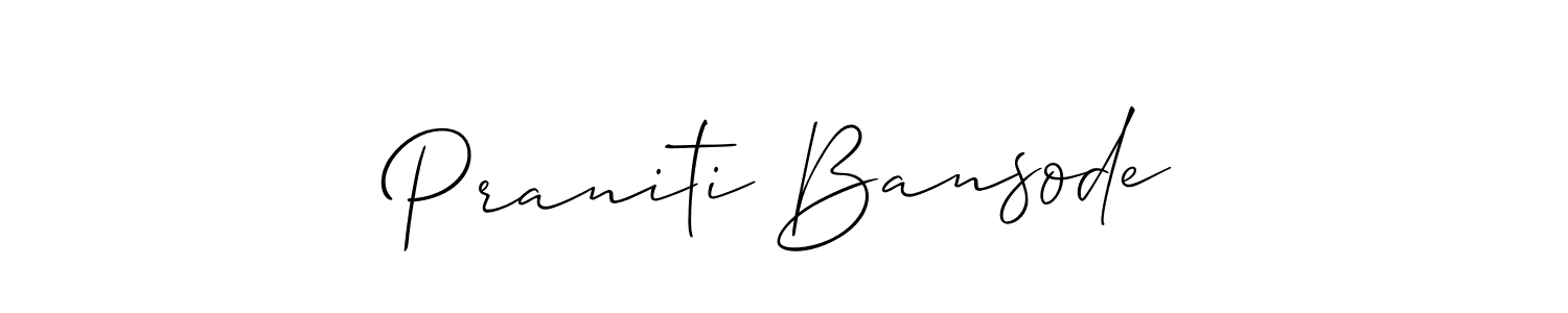 Also You can easily find your signature by using the search form. We will create Praniti Bansode name handwritten signature images for you free of cost using Allison_Script sign style. Praniti Bansode signature style 2 images and pictures png