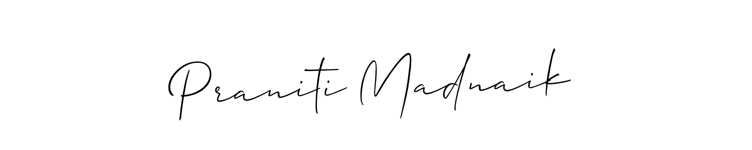 Design your own signature with our free online signature maker. With this signature software, you can create a handwritten (Allison_Script) signature for name Praniti Madnaik. Praniti Madnaik signature style 2 images and pictures png