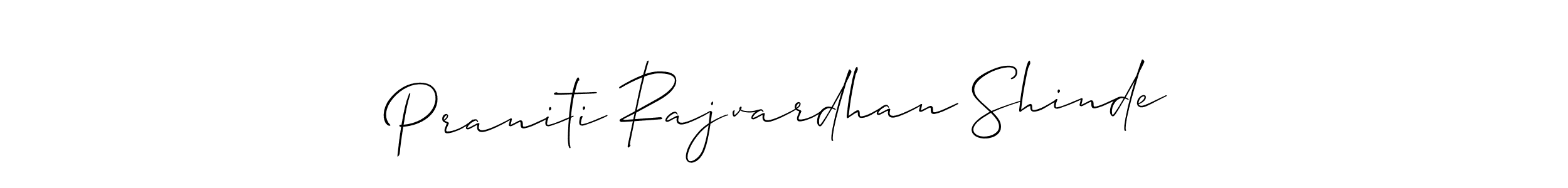 Make a short Praniti Rajvardhan Shinde signature style. Manage your documents anywhere anytime using Allison_Script. Create and add eSignatures, submit forms, share and send files easily. Praniti Rajvardhan Shinde signature style 2 images and pictures png