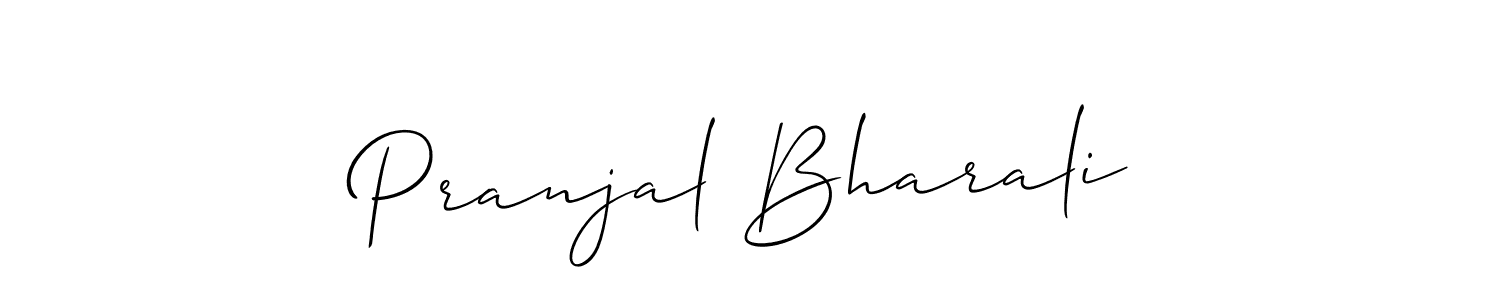 Allison_Script is a professional signature style that is perfect for those who want to add a touch of class to their signature. It is also a great choice for those who want to make their signature more unique. Get Pranjal Bharali name to fancy signature for free. Pranjal Bharali signature style 2 images and pictures png