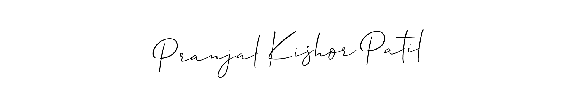 The best way (Allison_Script) to make a short signature is to pick only two or three words in your name. The name Pranjal Kishor Patil include a total of six letters. For converting this name. Pranjal Kishor Patil signature style 2 images and pictures png