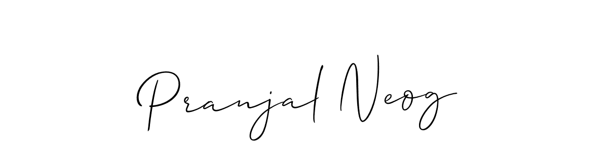 The best way (Allison_Script) to make a short signature is to pick only two or three words in your name. The name Pranjal Neog include a total of six letters. For converting this name. Pranjal Neog signature style 2 images and pictures png