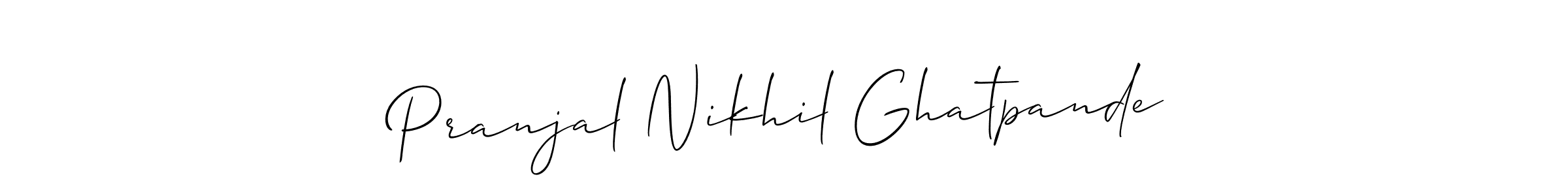 The best way (Allison_Script) to make a short signature is to pick only two or three words in your name. The name Pranjal Nikhil Ghatpande include a total of six letters. For converting this name. Pranjal Nikhil Ghatpande signature style 2 images and pictures png