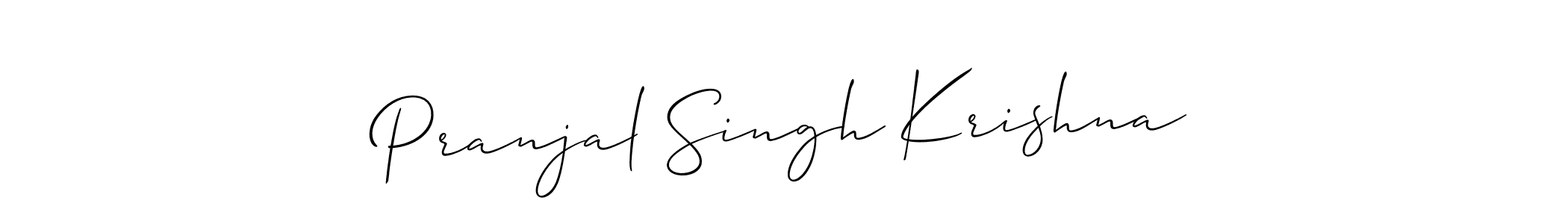 You should practise on your own different ways (Allison_Script) to write your name (Pranjal Singh Krishna) in signature. don't let someone else do it for you. Pranjal Singh Krishna signature style 2 images and pictures png