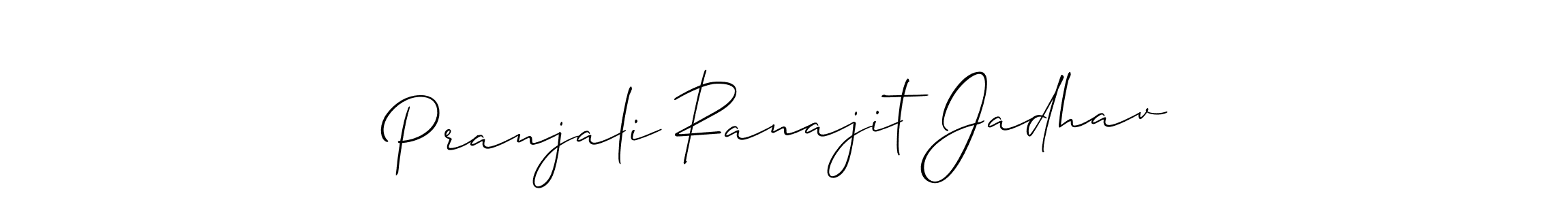 You should practise on your own different ways (Allison_Script) to write your name (Pranjali Ranajit Jadhav) in signature. don't let someone else do it for you. Pranjali Ranajit Jadhav signature style 2 images and pictures png