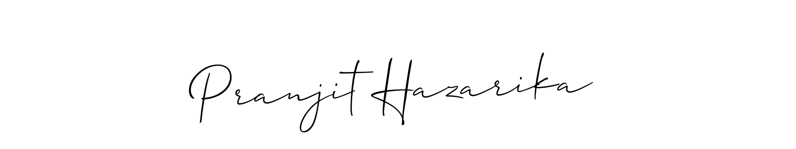 You should practise on your own different ways (Allison_Script) to write your name (Pranjit Hazarika) in signature. don't let someone else do it for you. Pranjit Hazarika signature style 2 images and pictures png